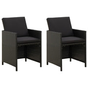 Sedie da Giardino con Cuscini 2 pz in Polyrattan Nere cod mxl 23207