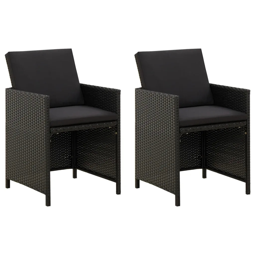 Sedie da Giardino con Cuscini 2 pz in Polyrattan Nere cod mxl 23207