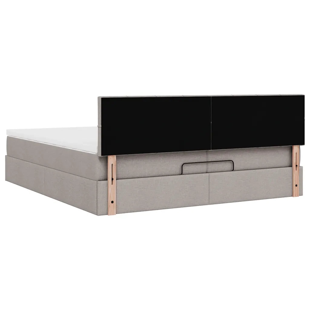 vidaXL Struttura Letto Pouf con Materassi Tortora 200x200 cm Tessuto