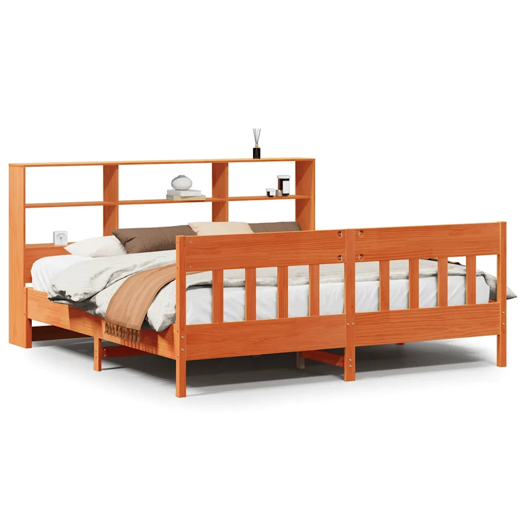 vidaXL Giroletto senza Materasso Marrone Cera 200x200 cm Legno di Pino