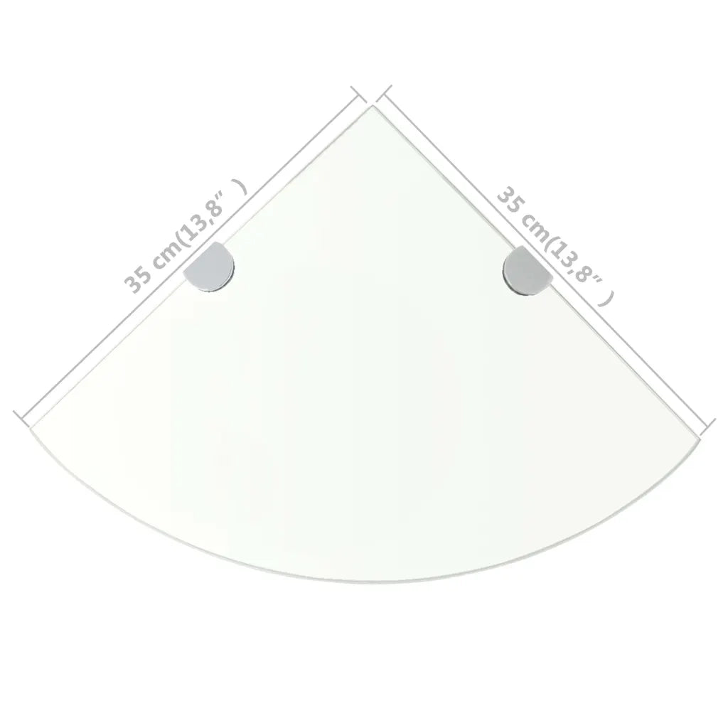 Mensola | Ripiano | Scaffale Angolare Supporti Cromati in Vetro Trasparente 35x35cm