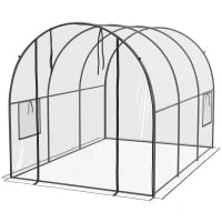Serra a Tunnel 3x2x2m con Porta Avvolgibile e Finestre a Rete in Acciaio e Plastica, Trasparente