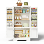 Mobile Dispensa 60x40x120 cm Bianco con LED Sensore; 4 Ante; Ripiani Regolabili e Portaoggetti