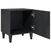 Comodino | Armadio da Notte | Mobiletto da notte con porta Nero 40 x 33 x 46 cm Legno di mango massello