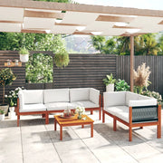 Set Divani da Giardino 6 pz con Cuscini Crema Massello Acacia cod mxl 49539