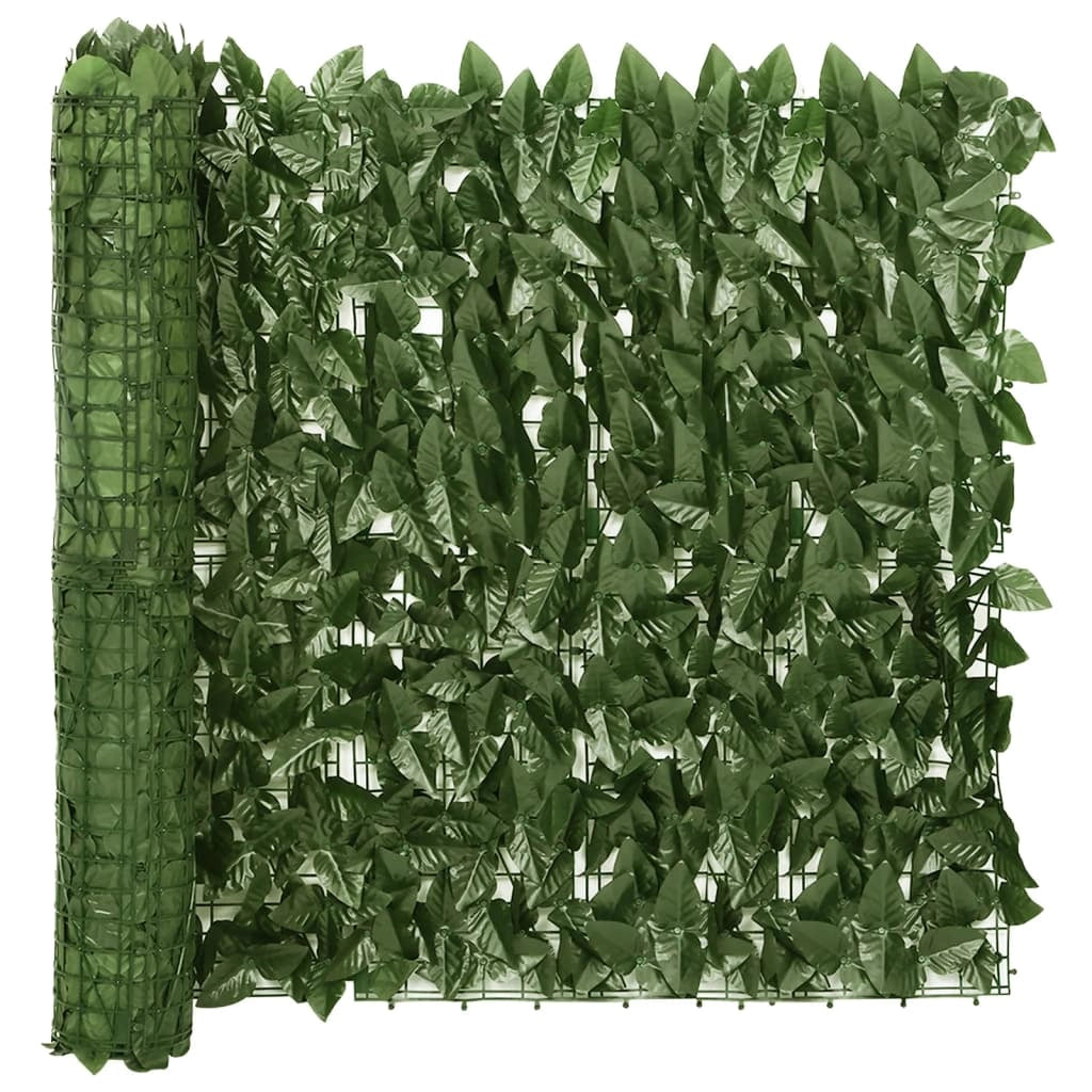 Schermo per balcone schermo per la privacy con foglie 400 x 75 cm verde scuro 02_0010008