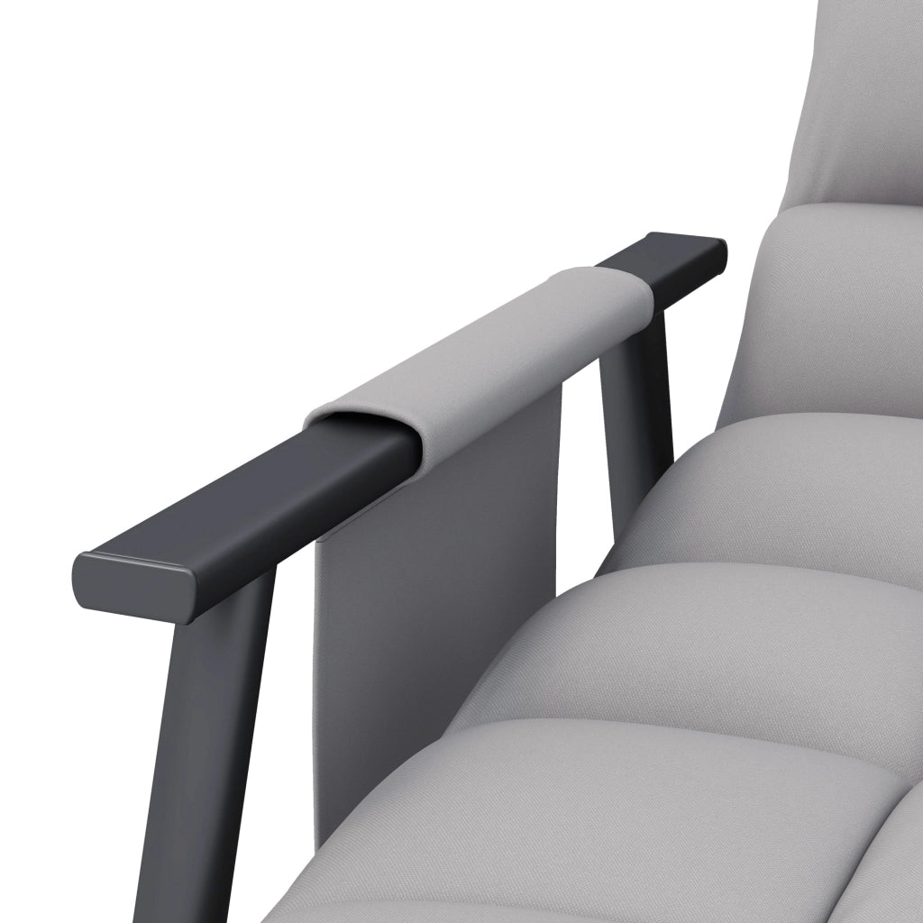 Poltrona a dondolo relax con poggiapiedi e schienale regolabile, tasca laterale, in poliestere grigio 134 × 60 × 70 cm