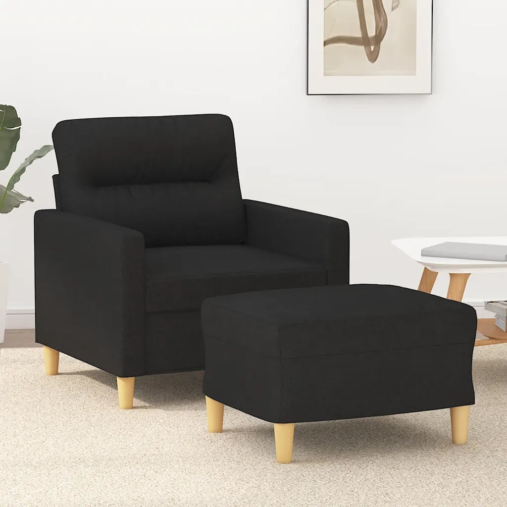 Poltrona | Sedia Relax con Poggiapiedi Nero 60 cm in Tessuto