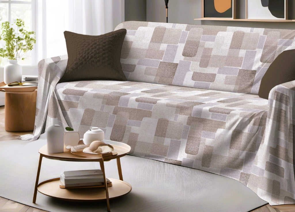 Telo Arredo Granfoulard Copritutto Salvadivano 100% Cotone Dis. Brick - Matrimoniale - Beige