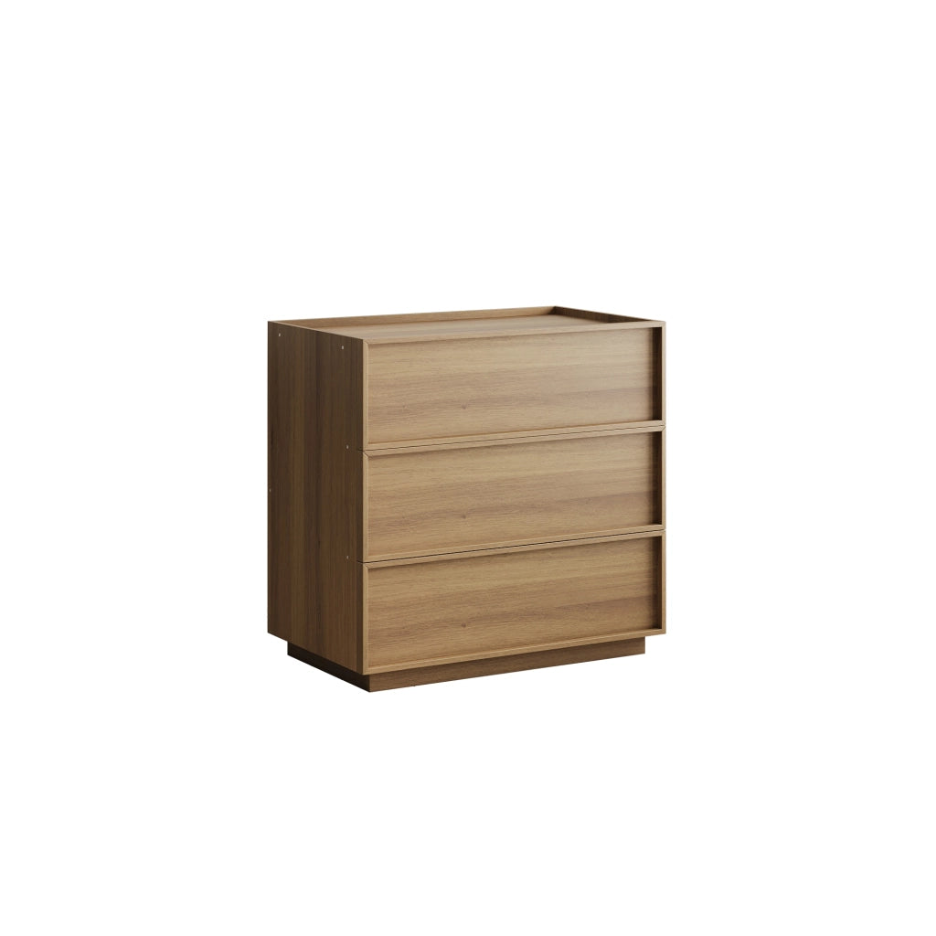 Cassettiera moderna con 3 cassetti, colore rovere, in MDF e truciolare, 80x48x78 cm