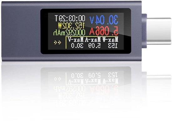 Multimetro USB C per il caricamento del telefono - Voltmetro Corrente Corrente di carico Capacità di potenza - 4-30 V 0-12 A