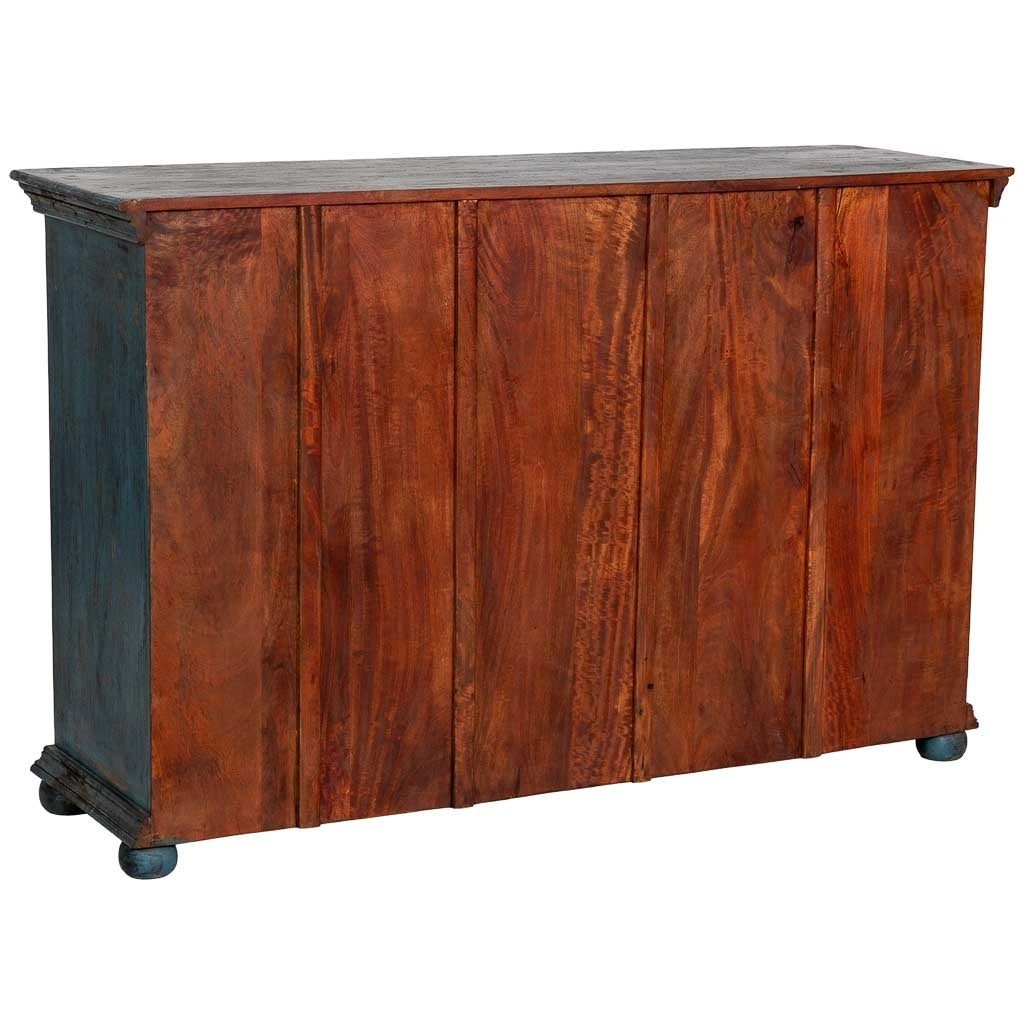 Credenza artigianale in legno, blu, 147x45x96h cm