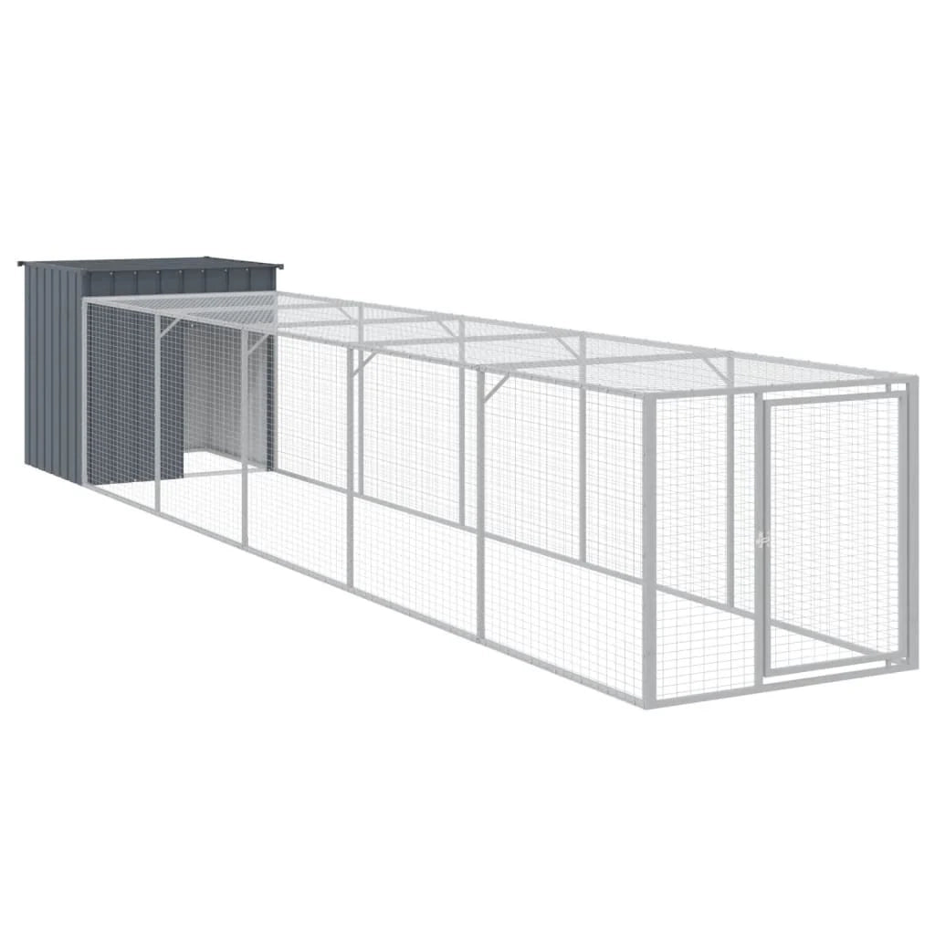 Recinto per pollaio con recinto per galline 110 x 609 x 110 cm in acciaio zincato antracite 02_0043942