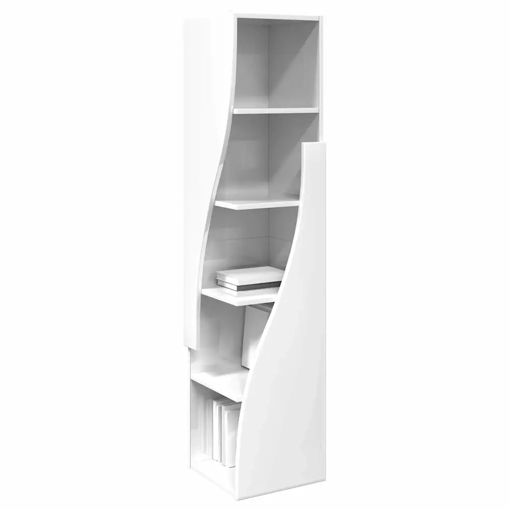 Mobile angolare Bianco Lucido 32x32x140cm Legno multistrato