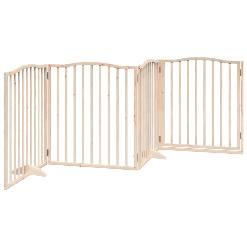 Cancello per Cani con Porta Pieghevole 4 Pannelli 320 cm Pioppo CFW6802805