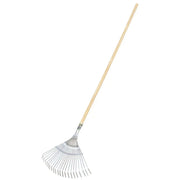Scopa per Erba e Foglie da Giardino 22 Denti Manico in Legno Verdemax