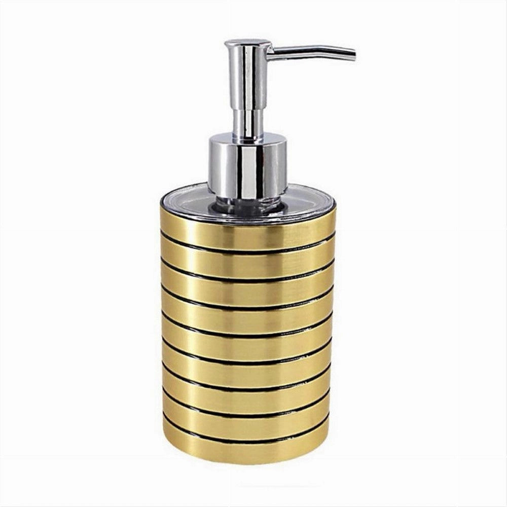 Trade Shop - Dispenser Per Sapone Liquido Oro A Righe Moderno Portasapone Arredo Bagno 10384 -