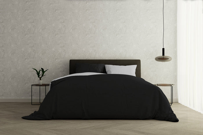 Copripiumino con Sacco e Federe Doubleface Nero/Grigio Chiaro 1 Piazza e Mezzo