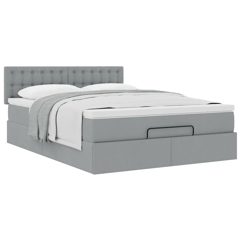Pouf Letto con Materasso Grigio Chiaro 140x190 cm in Tessuto 3311622