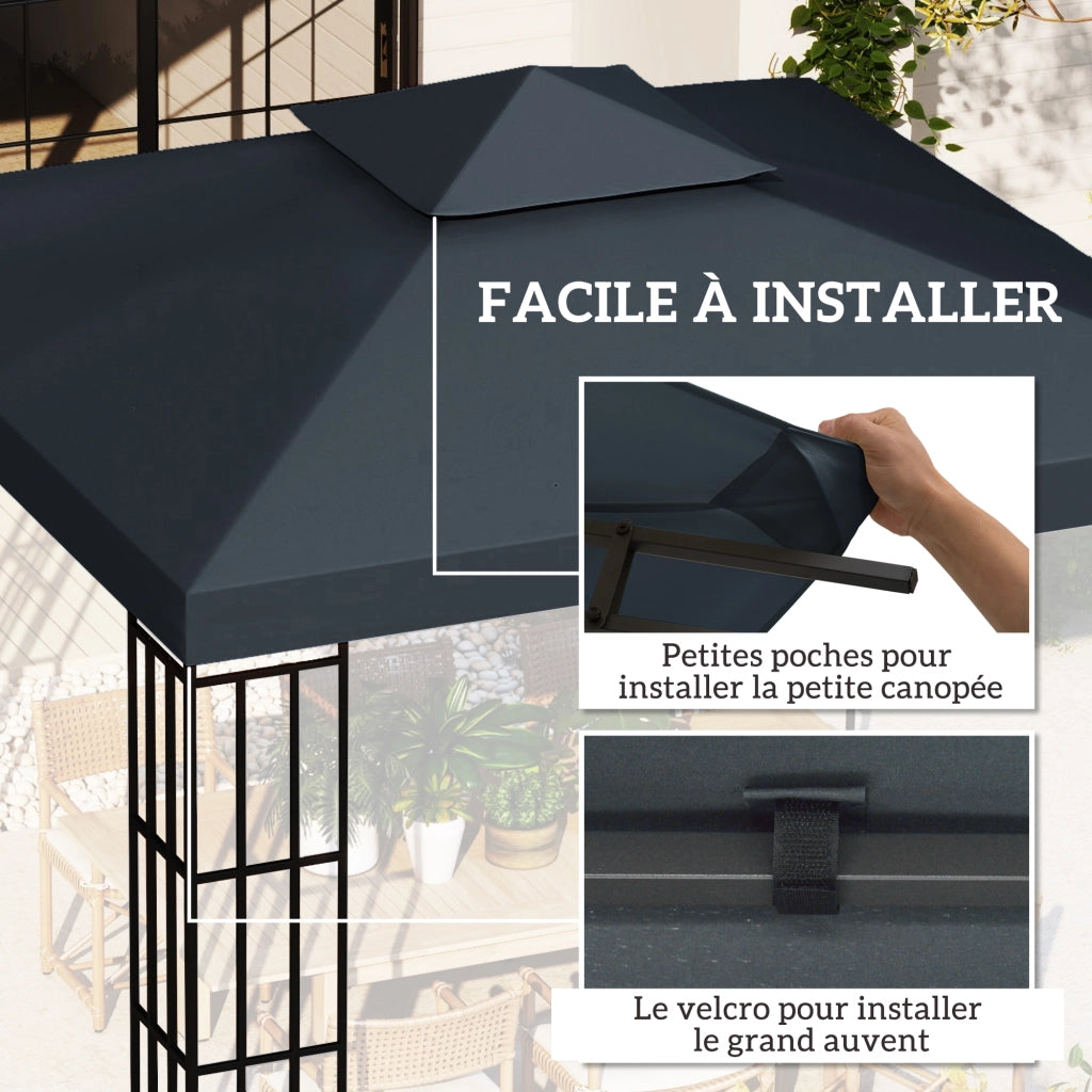Tenda da giardino 3x3 m ¨C zephmum ¨C grigio scuro 180 g/m2