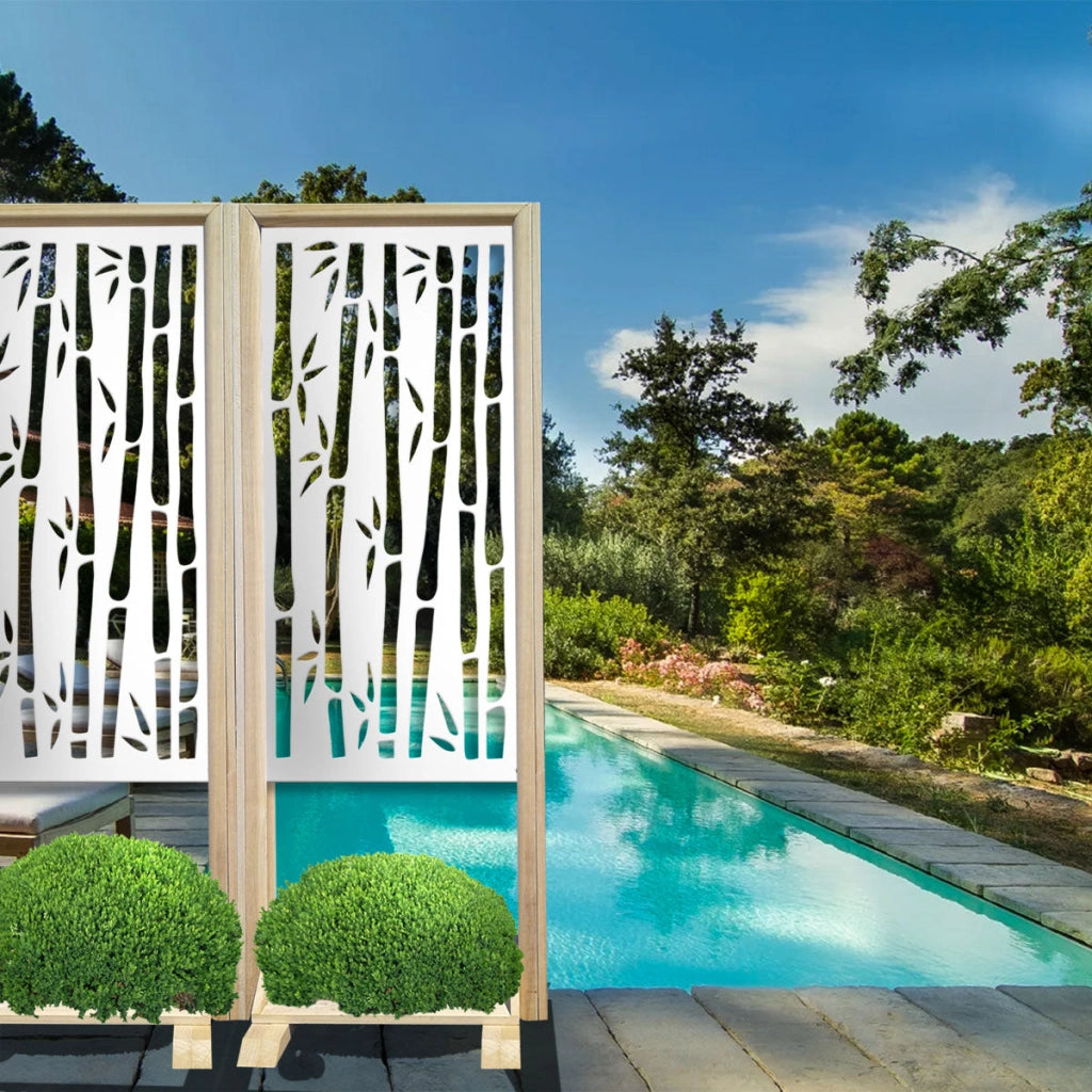 BAMBU - Separè - Paravento modulabile - 70x190cm - in Legno e PVC Colore: bianco