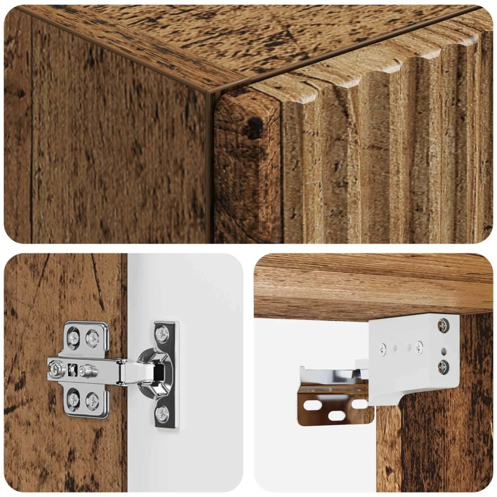 Mobiletto da Bagno a Muro Legno antico 33 x 34,5 x 160 cm