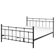 Letto matrimoniale 160 x 200 cm color nero con poggiatesta in metallo e poggiapiedi camera da letto