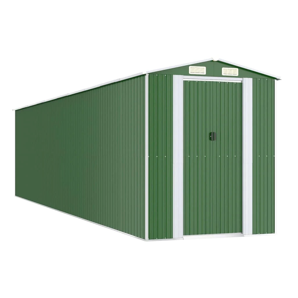 Casetta da giardino cabina ripostiglio casetta da esterno robusta casetta per attrezzi 192 x 855 x 223 cm acciaio zincato verde 02_0022369