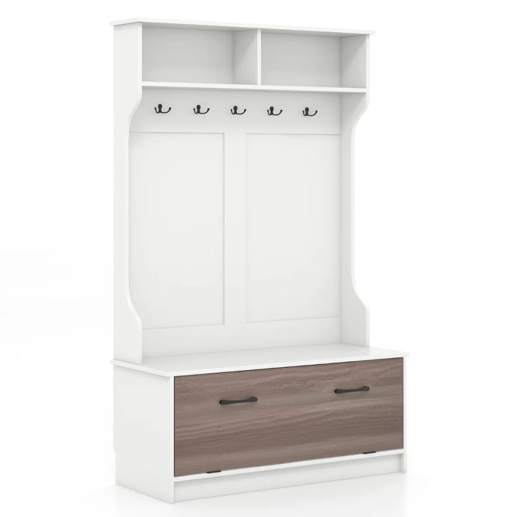 Mobile da ingresso con panca 100 x 40 x 160 cm design versatile e sicuro atmosfera accogliente legno bianco 20_0012697