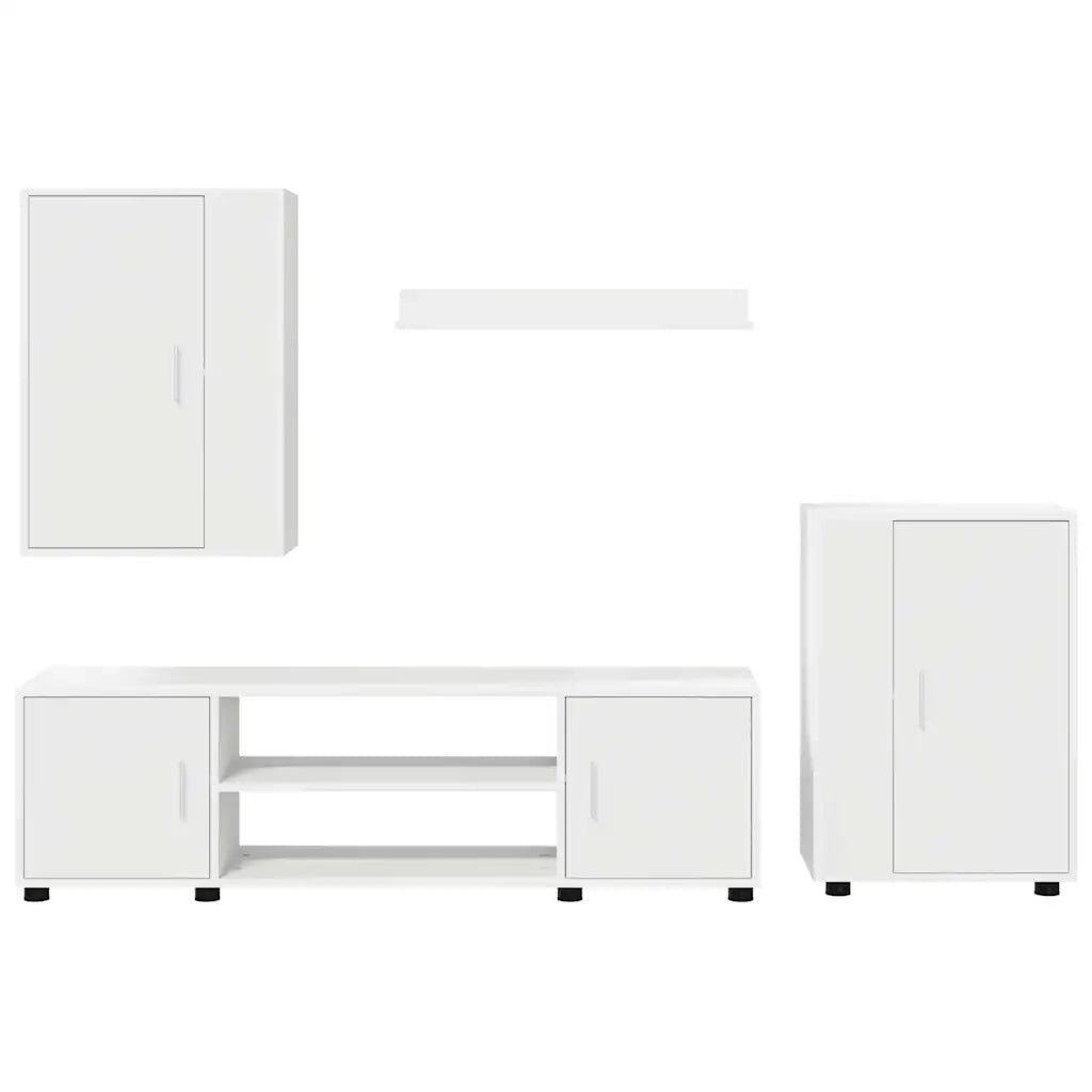vidaXL Set di mobile TV da 4 pezzi 4 pcs Bianco Legno multistrato