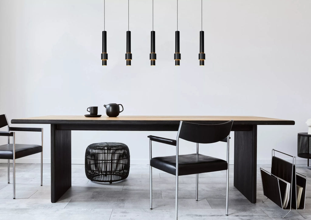 Lampadario tubi Lucide Margary nero LED 22W 5 luci