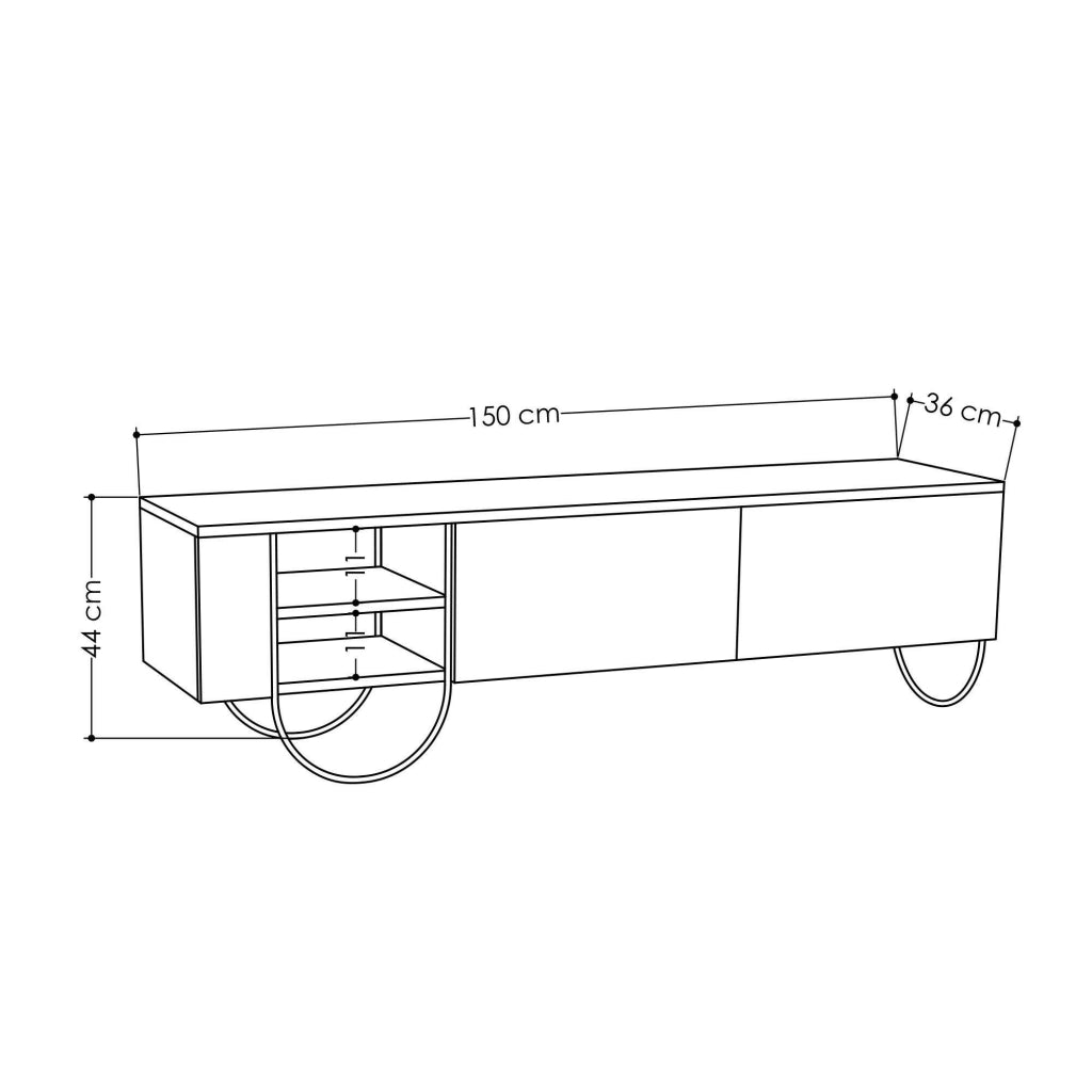Adige, Mobile Porta tv 2 Cassetti, 150x36x44h cm Bianco