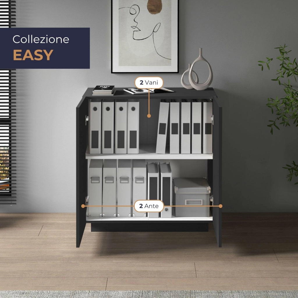 WHOUS Armadio multiuso Easy a 2 ante antracite opaco 79,20x38x86 cm