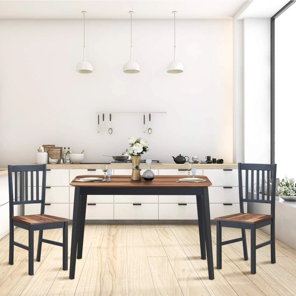 - Tavolo da pranzo in legno, rettangolare da cucina, arredamento moderno per sala da pranzo (noce e nero)