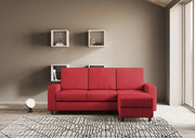 Divano sakar 3 posti (tre sedute da 60cm) + pouf misure esterne l.208 p.155 | rosso - Mobili 2G