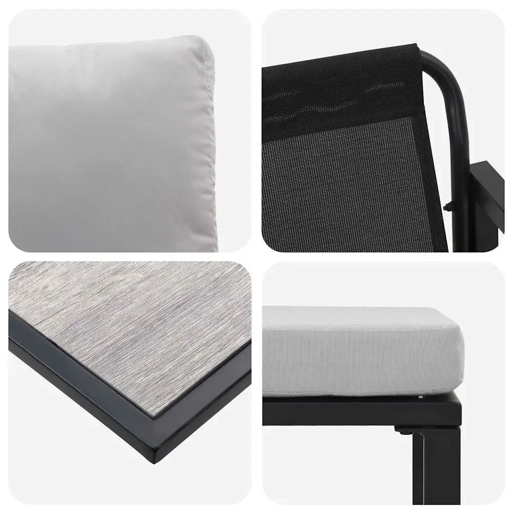 Set Divano da Giardino con cuscino 6 pcs Nero Acciaio 3378954