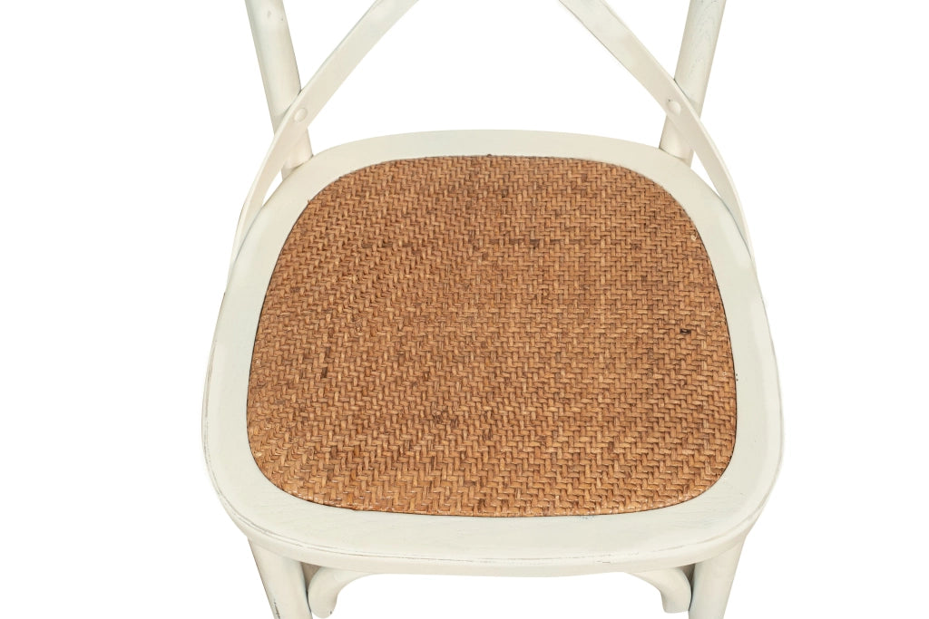Biscottini Sedia Thonet in massello di frassino e seduta rattan finitura bianca anticata 48x52x88 cm