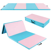 Tappetino da ginnastica con 2 maniglie e 4 pannelli, Materassino pieghevole per yoga fitness allenamento Azzurro-Tappetini ginnastica e yoga