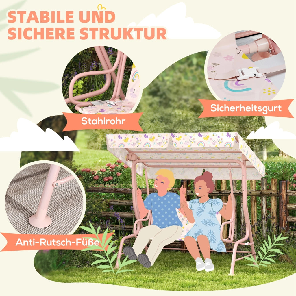 Altalena da interno per bambini ¨C zephmum ¨C Rosa, struttura in metallo, 60 kg