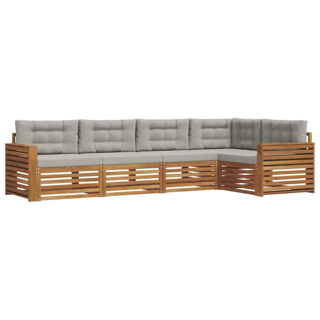 Set di divani da esterno 5 pcs Grigio Naturale e Chiaro