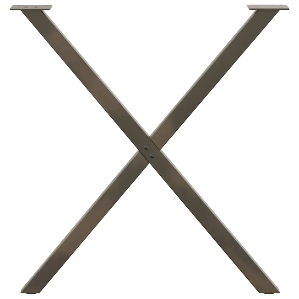 Gambe per tavolo da pranzo a forma di X 2 pz in acciaio naturale 80x(72-73) cm 4012923