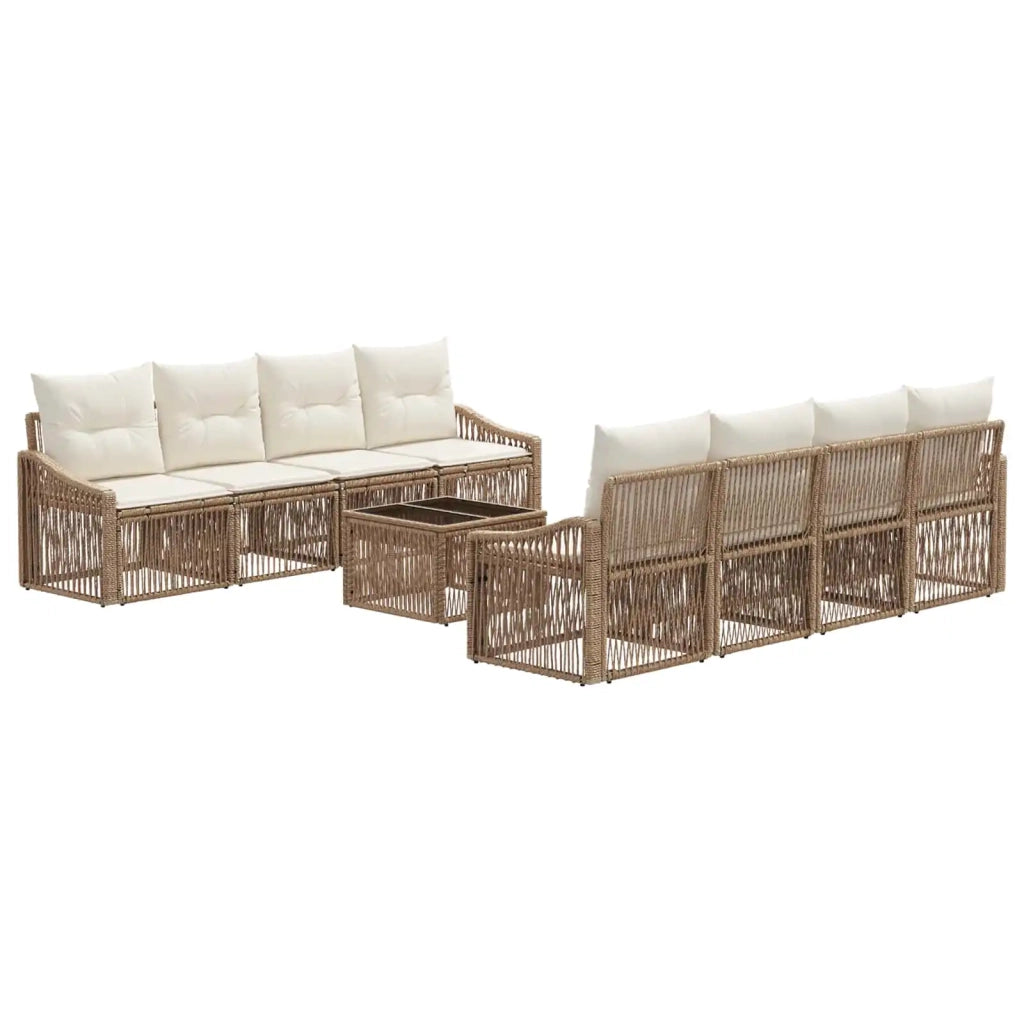 Set Divano da Giardino 9 pz Beige polyrattan 3435951