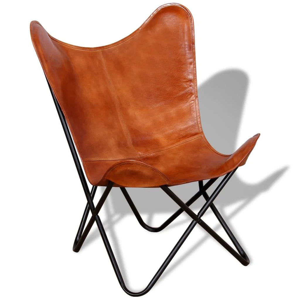 Poltrona poltrona seduta lounge divano club di design stile farfalla vera pelle marrone 1102094/3