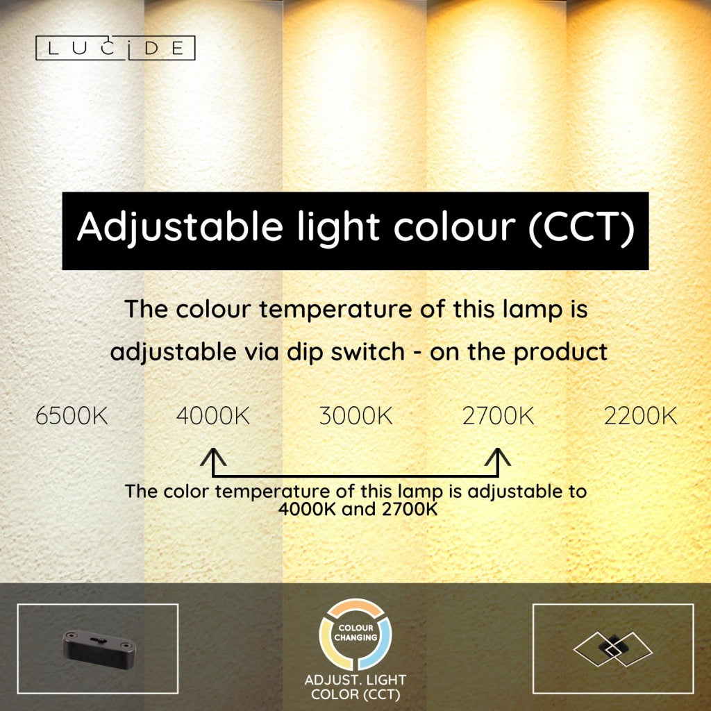 Lampada da soffitto LED nera 2 luci quadrati ARIANNE Lucide