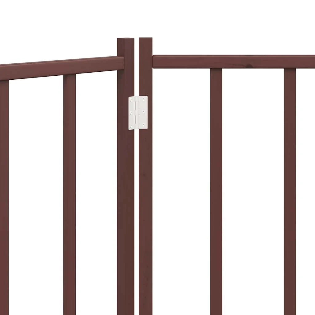 Cancelletto di sicurezza pieghevole a 3 pannelli per cani 150 cm in legno massello di abete marrone 02_0023085