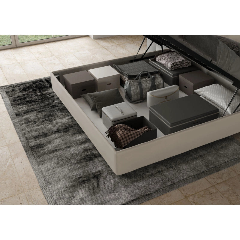 Letto imbottito Matrimoniale 190x190 cm Goya - Similpelle,Tortora,Contenitore