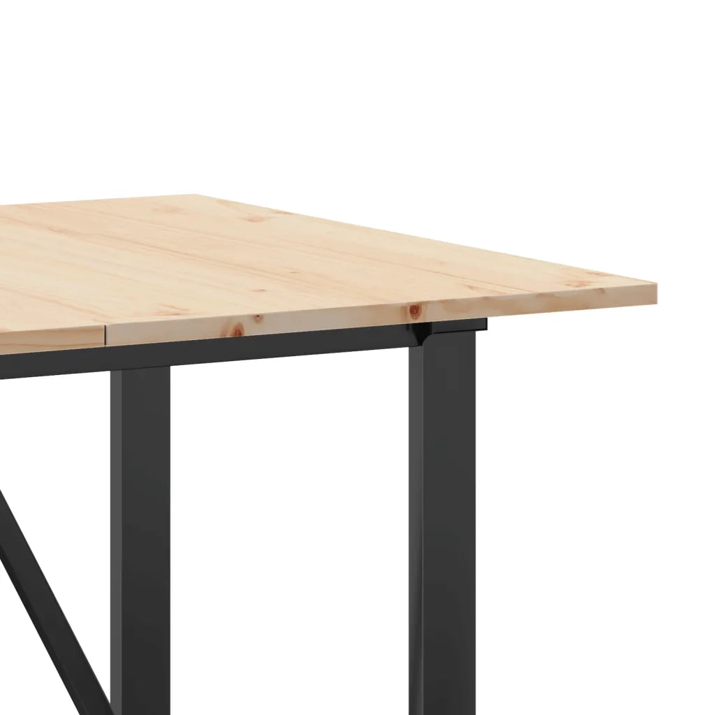 Tavolo da Pranzo Telaio a O 140x80x75 cm Legno Pino e Acciaio