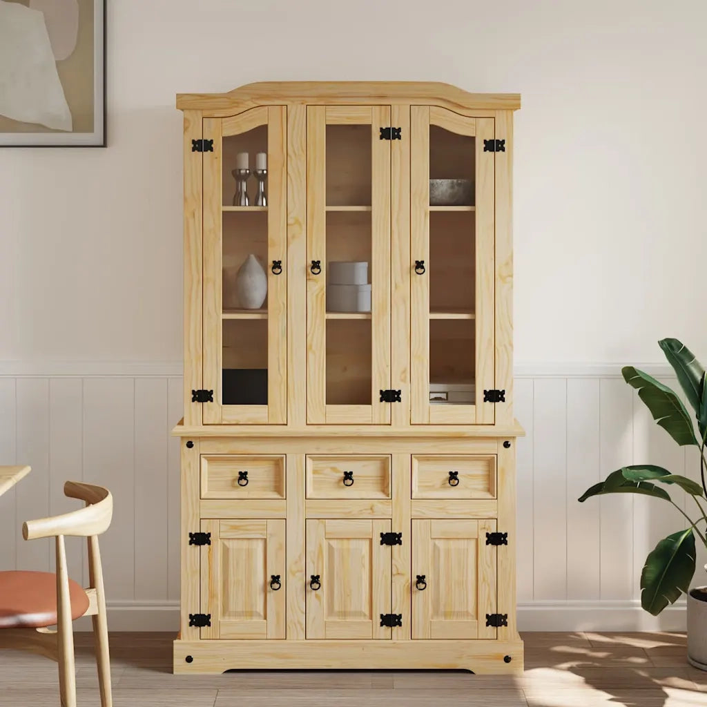Credenza Corona Marrone 112x43x196cm in Legno di Pino Messicano 355085