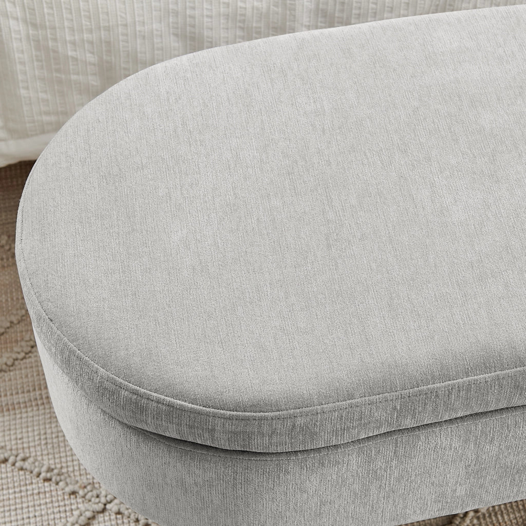 Panca contenitore in Chenille grigio con struttura in legno massello e vano 20 L