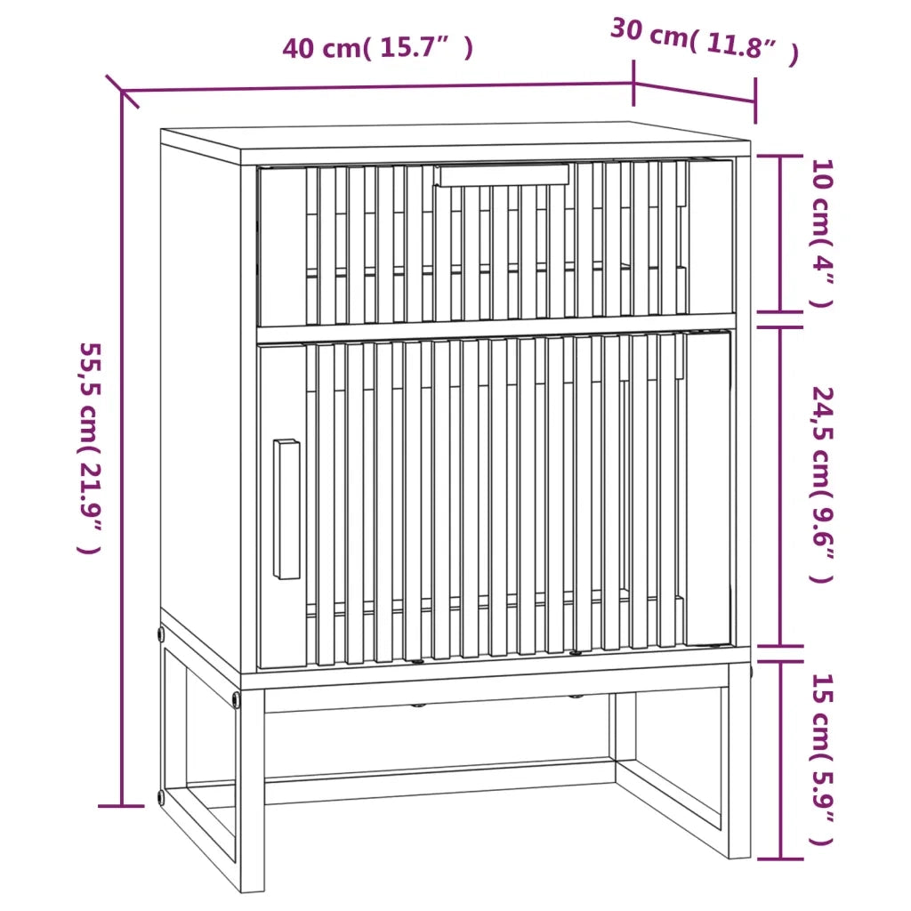 Comodino-Tavolino da notte Nero 40x30x55,5 cm Legno Multistrato e Ferro